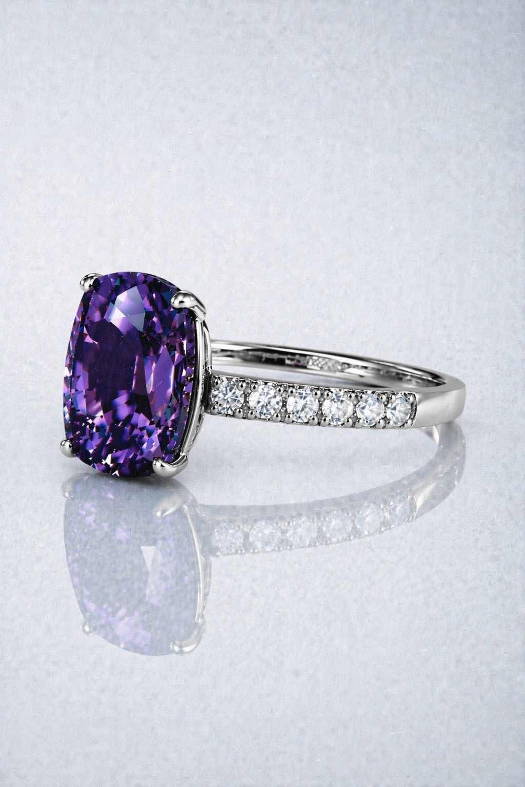 purple spinel diamond platinum ring