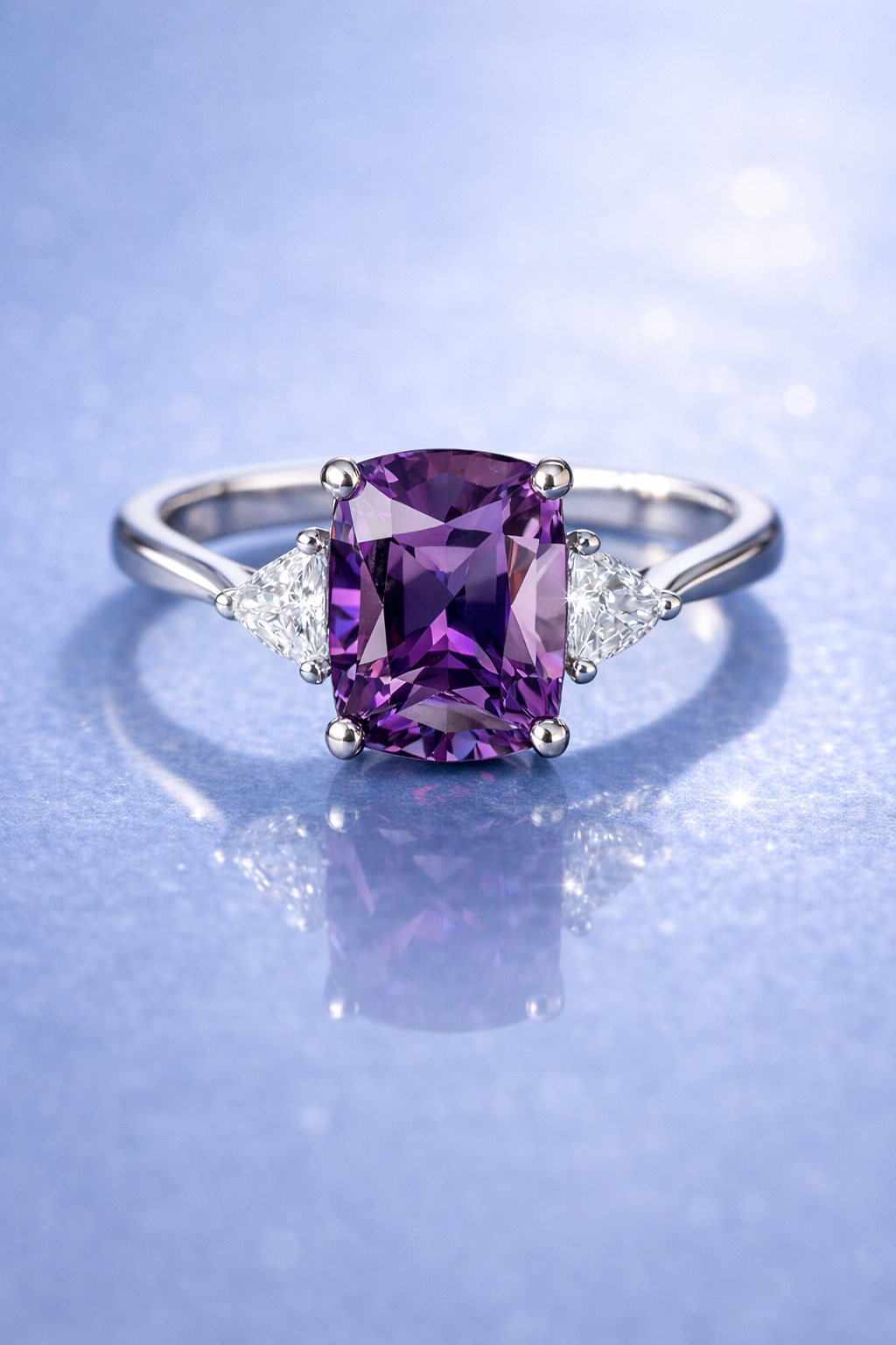 purple spinel diamond white gold ring