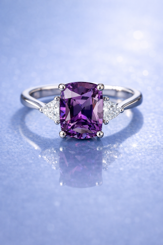 purple spinel diamond white gold ring