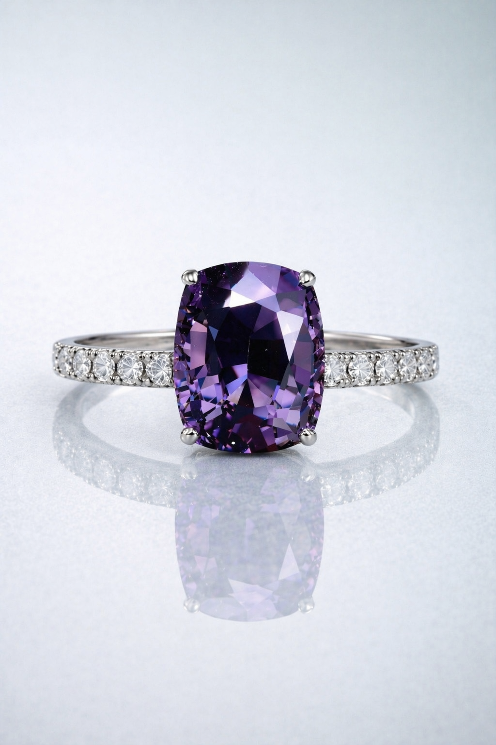 purple spinel diamond white gold ring