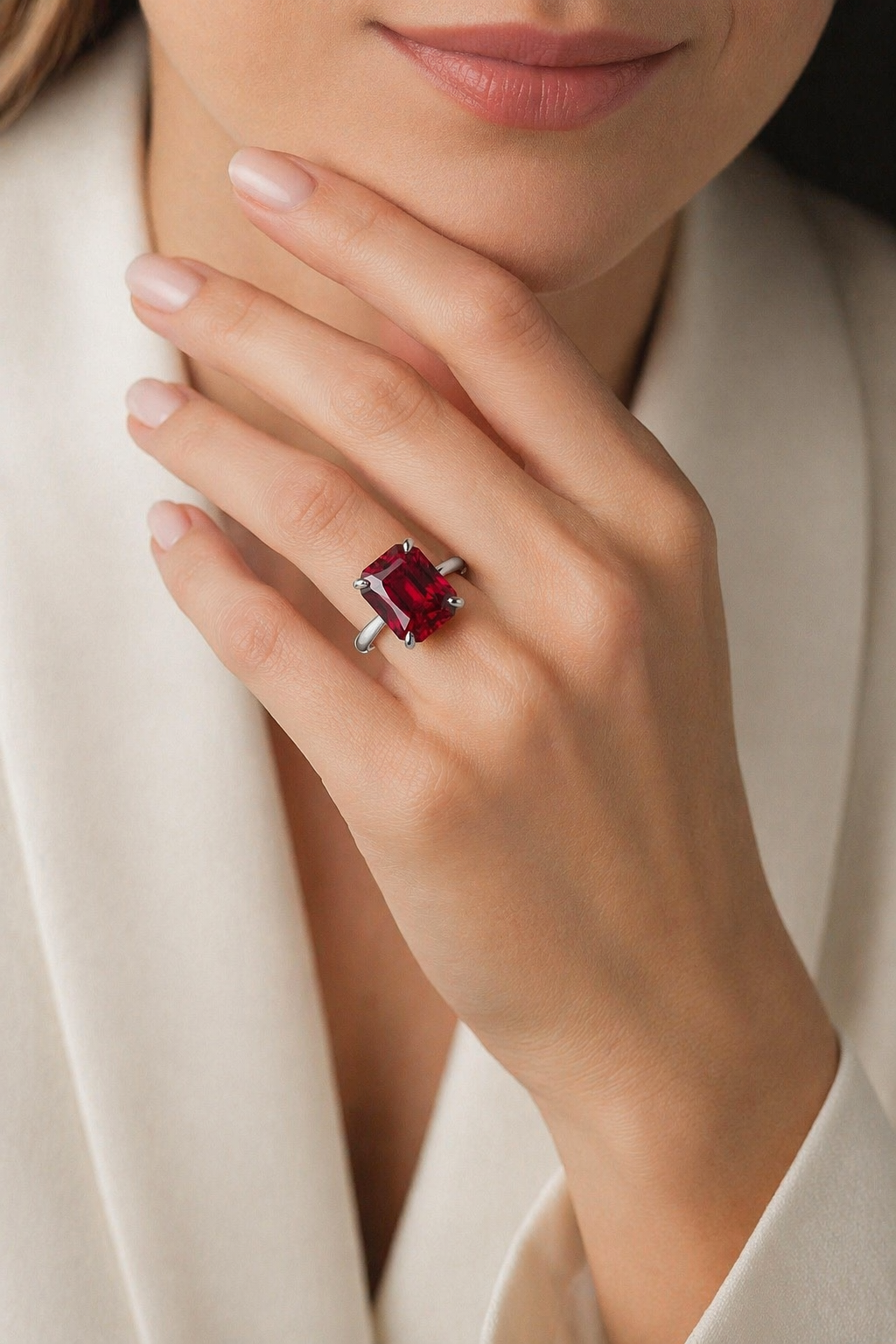 purplish pink rhodolite garnet gold ring model