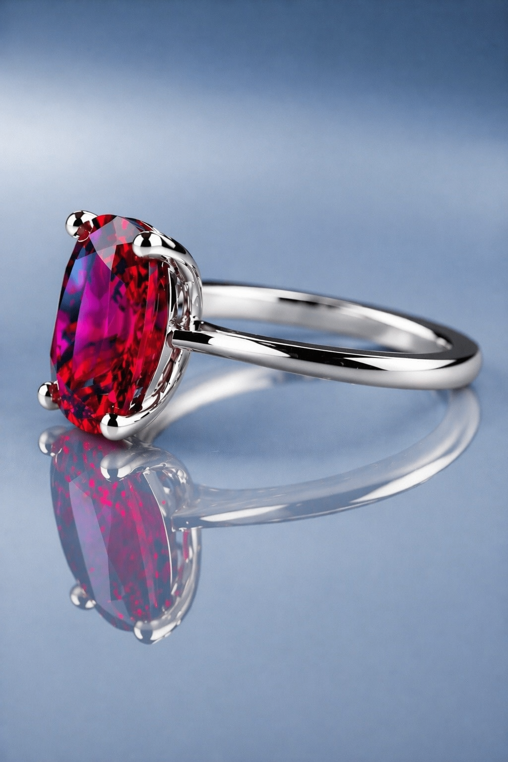 purplish pink rhodolite garnet platinum ring