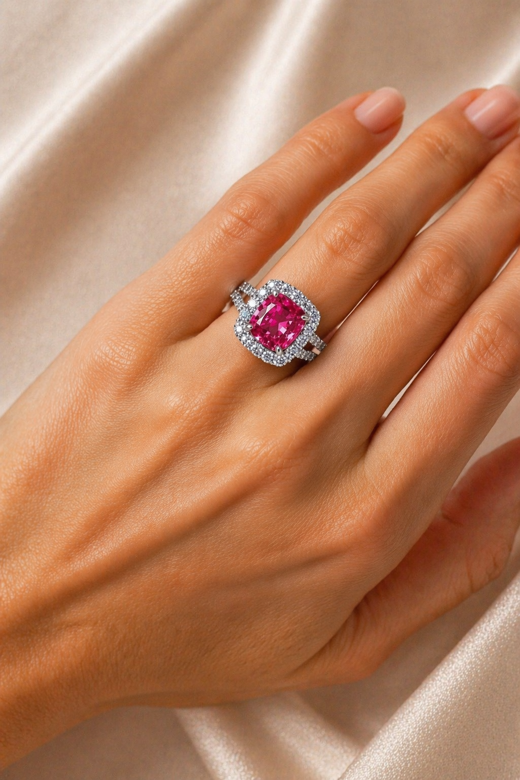 purplish pink sapphire diamond gold ring model