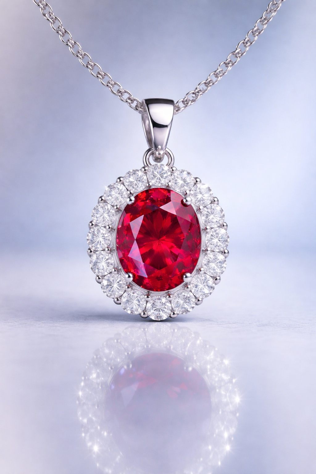 ruby halo diamond white gold pendant for necklace