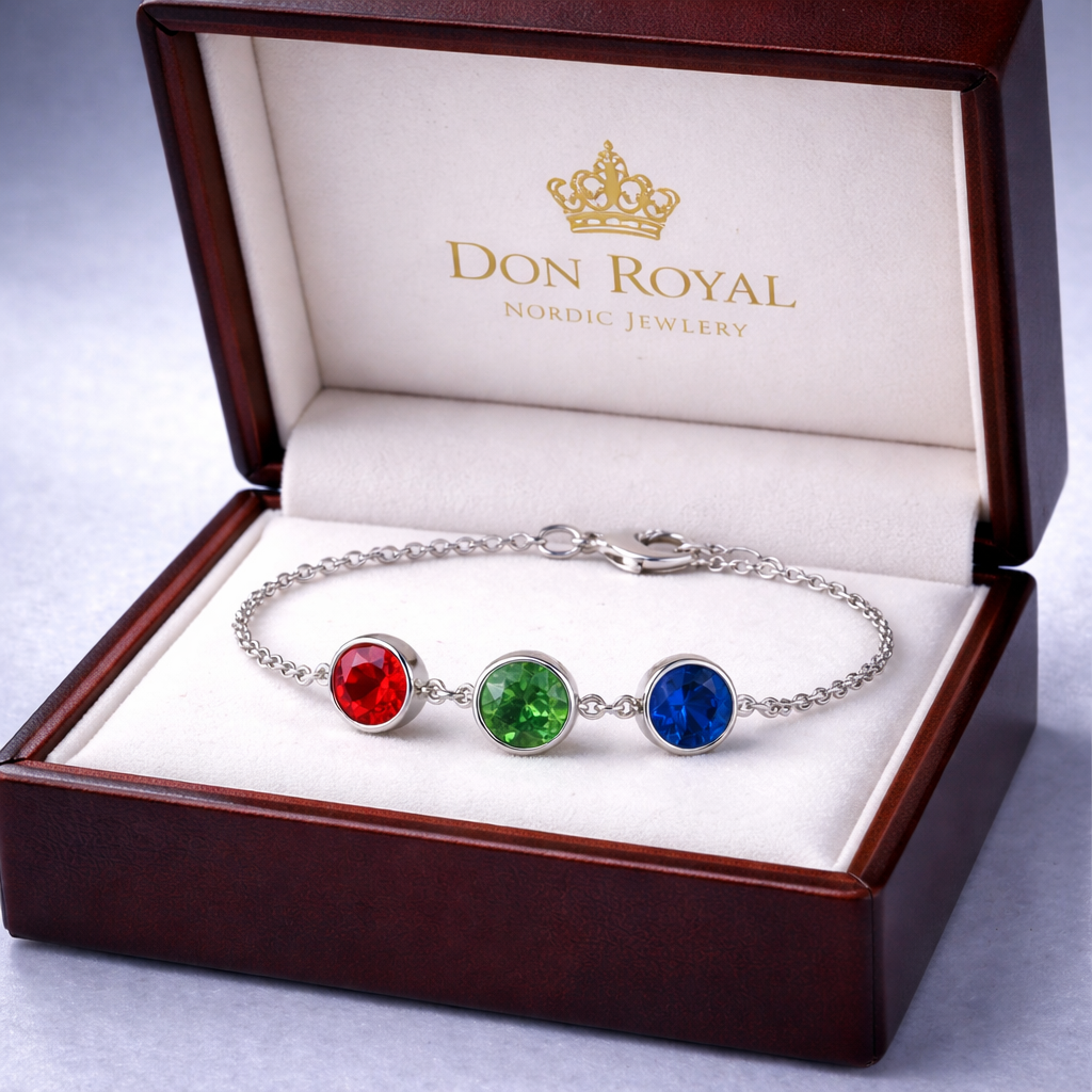 ruby emerald sapphire white gold bracelet in box