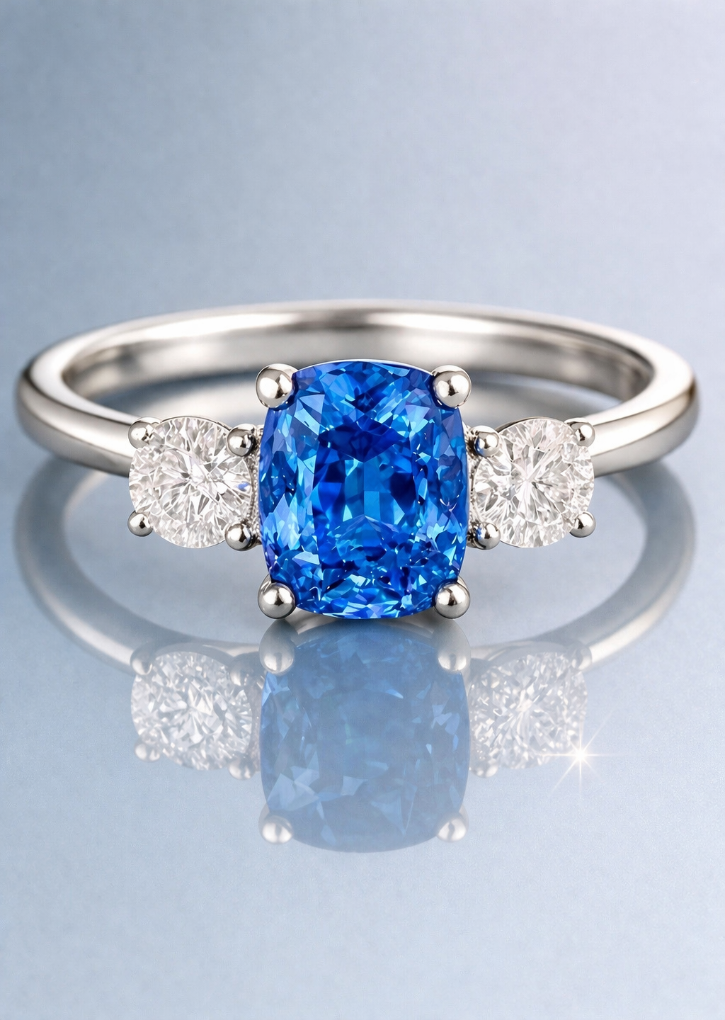 blue sapphire diamond white gold ring