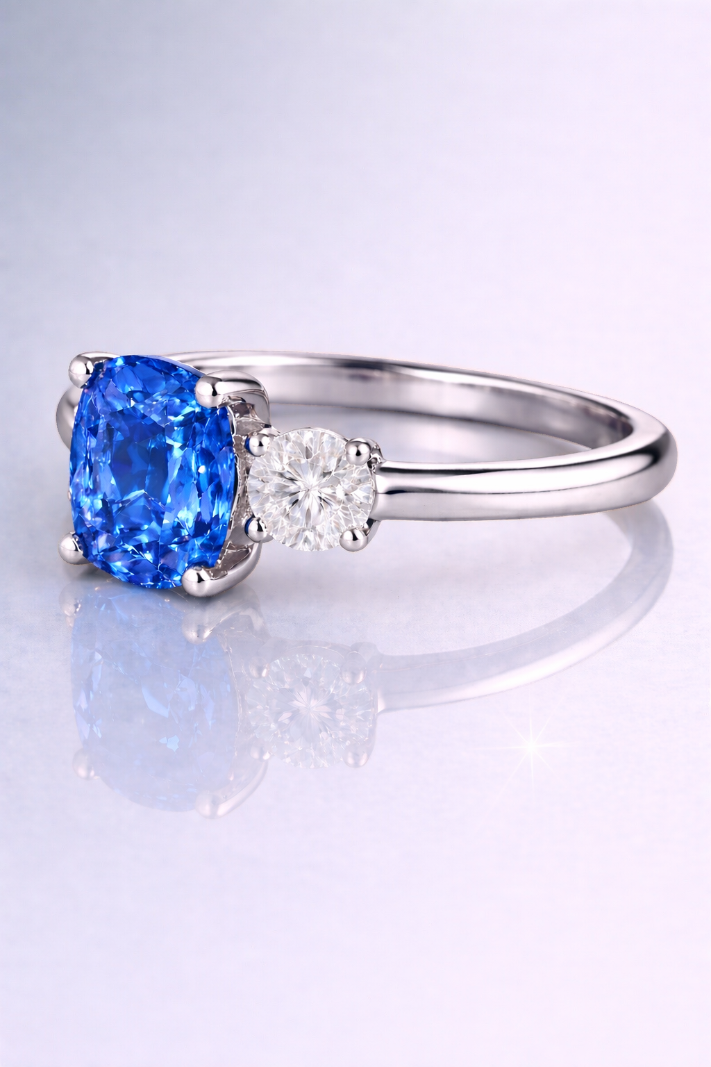 blue sapphire diamond platinum ring