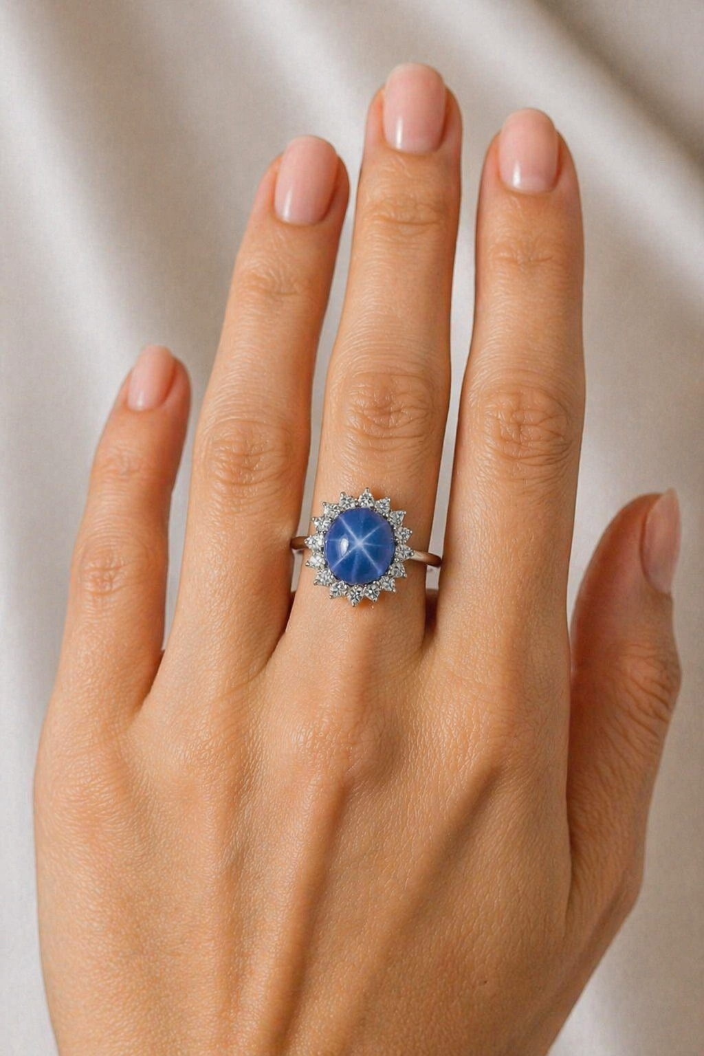 star sapphire diamond halo gold ring model