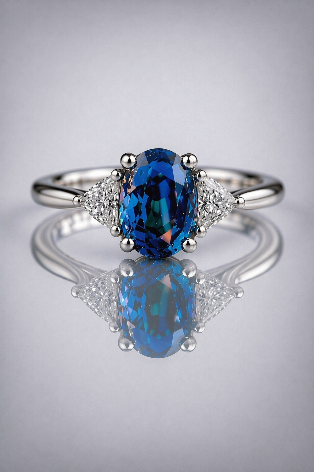multicolored diamond trilogy white gold ring