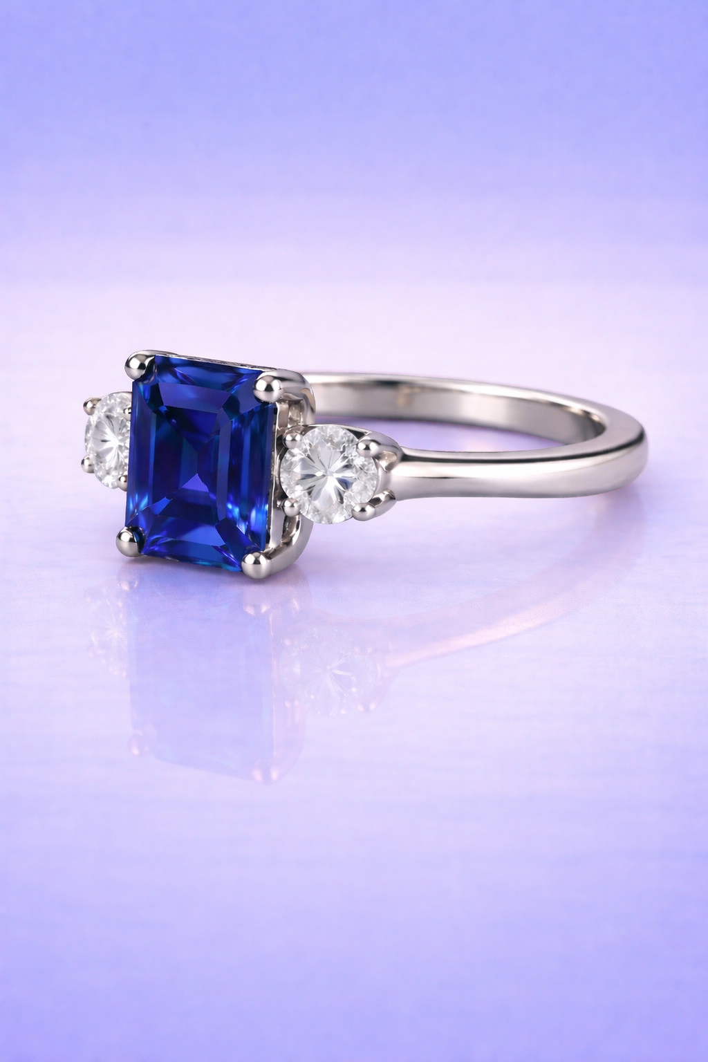 blue sapphire diamond platinum ring